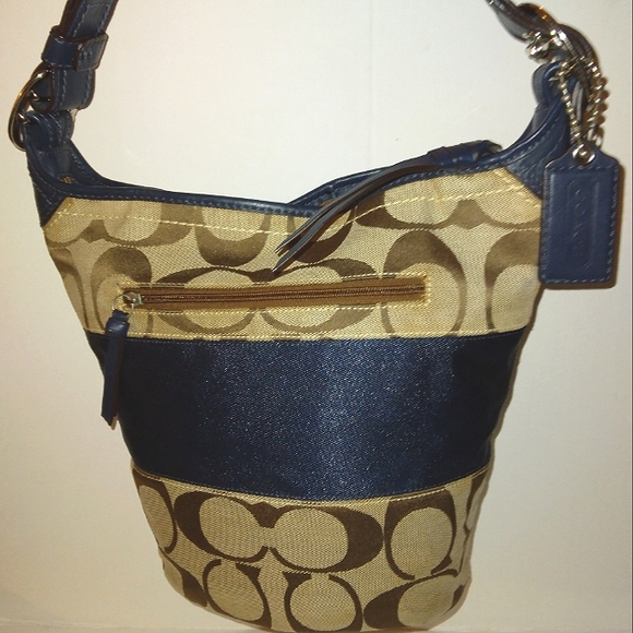 ☆Brand New☆COACH Signature Large Rugby Stripe 2 Way Duffle Crossbody - Picture 12 of 16